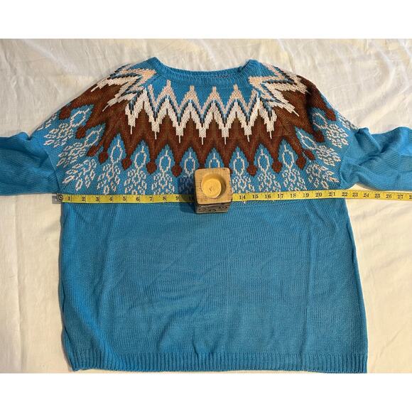 Women's Round-neck Loose Blue white browm Fashion Pullover Sweater winter skiing - Picture 2 of 6